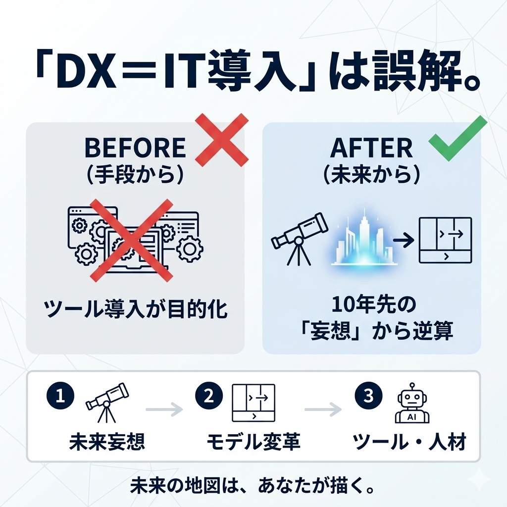 「DX＝ITツール導入」と思っていませんか？ その誤解が、会社の未来を止めている。